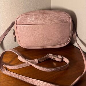 Corder London Boudicca Pebbled Leather Crossbody Bag in Pink